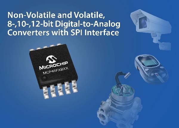 , Microchip’s new Digital-to-Analogue Converters retain settings without power via integrated EEPROM