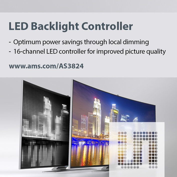 , New 16-channel LED backlight controller from ams improves TV picture quality and saves power