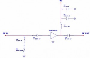 Figure 3: Application circuit for PGA-122-75+ in CATV upstream bandwidth