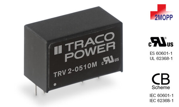 , TRV 2M Series 2 Watt high isolation DC/DC converter for medical and industrial applications